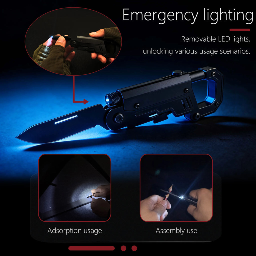 8-in-1 Multifunctional Carabiner Knife Portable EDC Tool Bottle Opener Screwdriver Outdoor Camping Hiking Survival Gear