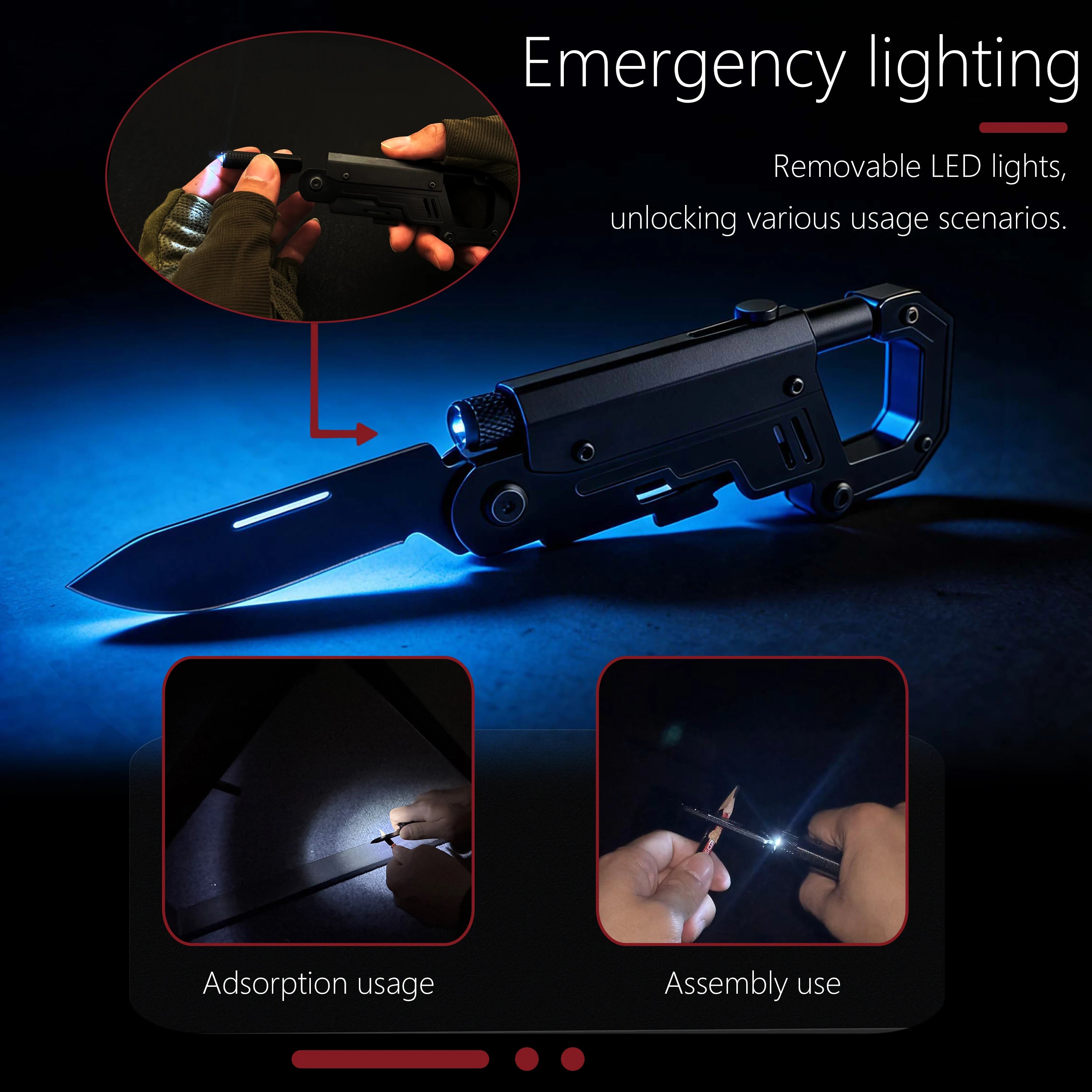 8-in-1 Multifunctional Carabiner Knife Portable EDC Tool Bottle Opener Screwdriver Outdoor Camping Hiking Survival Gear