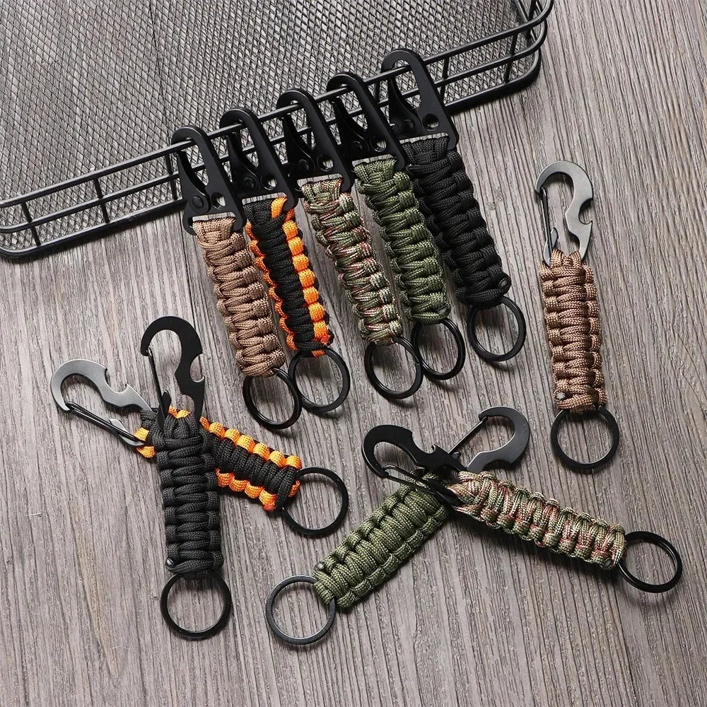Paracord Survival Bracelet Keychain Handwoven Wrist Strap for Hiking and Camping Backpack - 1 or 20 Pack