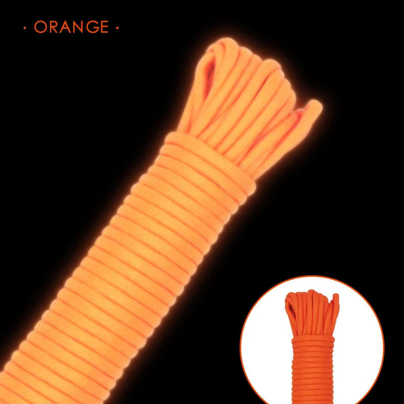 30metres Dia.4mm 9 Strand Core Paracord Multi Outdoor Paracord Luminous Umbrella Rope Outdoor Camping Tent Rope Climbing Safety