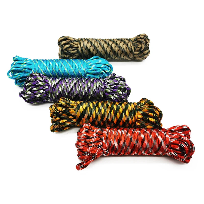7 Cores 550 Paracord Cord 5 15 30 M Dia.4mm For Outdoor Camping Survival Lanyard Parachute Rope Hiking Tent Accessories