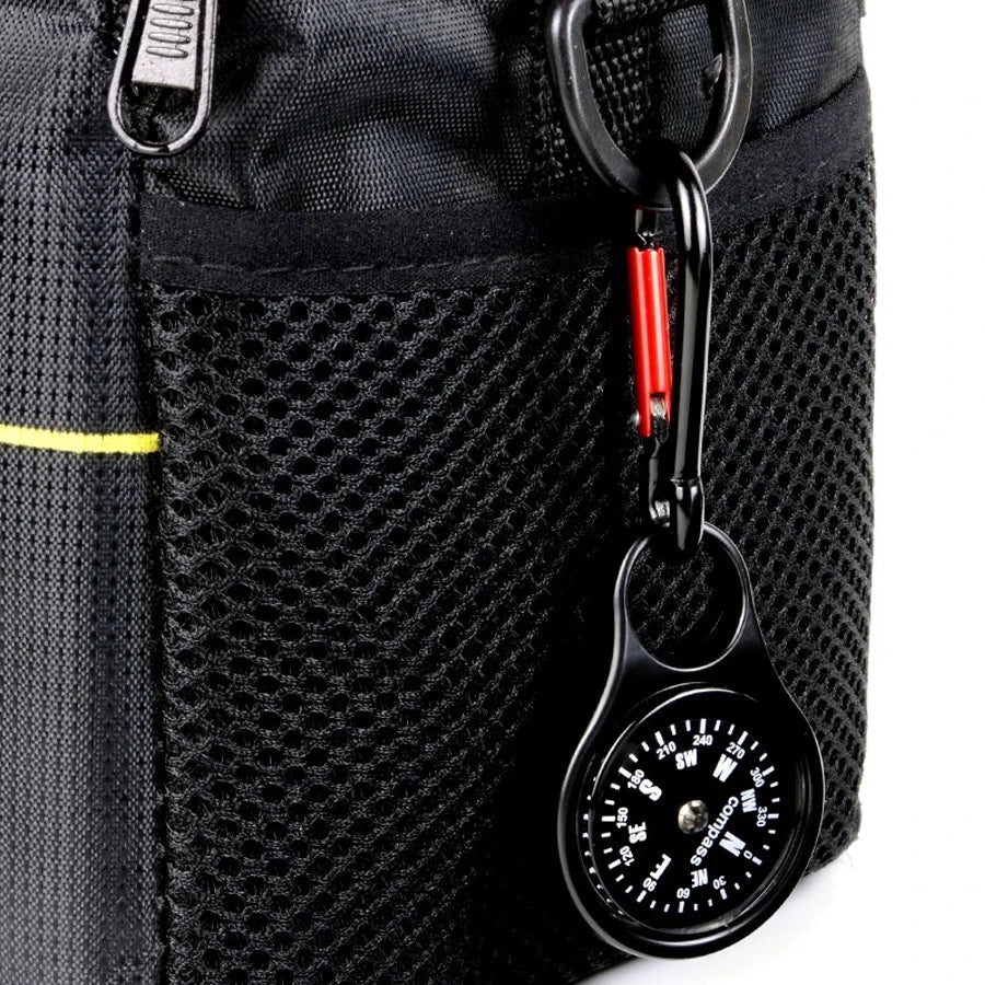 Carabiner Compass - 2 in 1 Zinc Alloy Clip-on Direction Guide Keychain Holder Hook Pocket Mini Survival Compass
