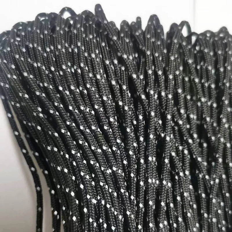 2mm Paracord Reflective Length 10/30/50M,3 Strand Paracord Rope,Tactical Parachute Cord Camping,Fishing,Tent Survival Bracelet