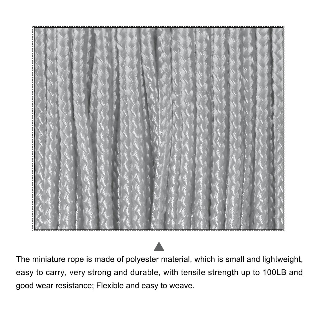 Paracord Micro Cord Rope 100 LB Polyester Braided Cord Spool for Camping Outdoor Jewelry Bracelet 1.18mm x 164 Feet