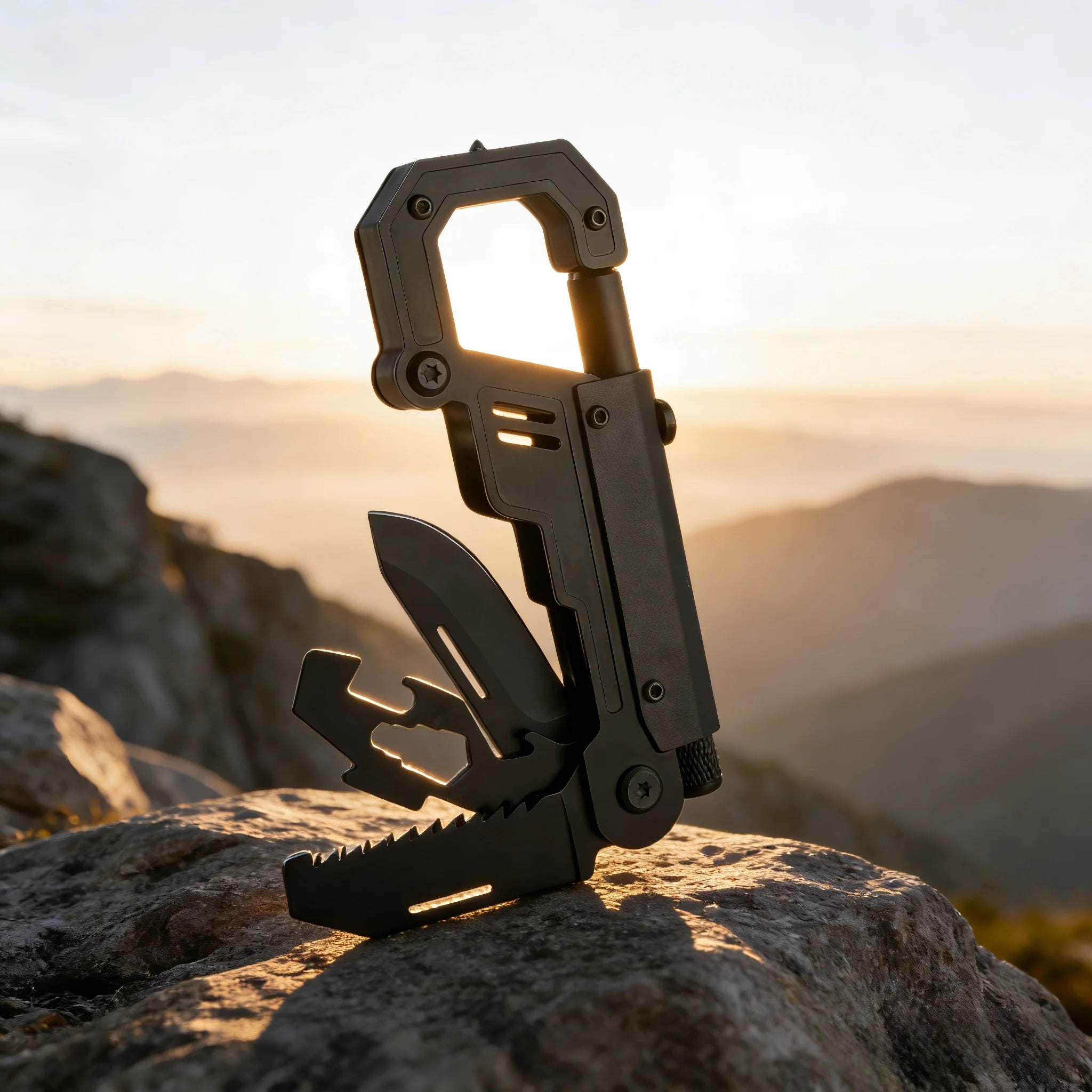 8-in-1 Multifunctional Carabiner Knife Portable EDC Tool Bottle Opener Screwdriver Outdoor Camping Hiking Survival Gear