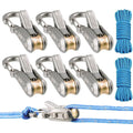 6-Pack Paracord Adjusters,Rope Tightening Tool & Tensioner,Rope with Roller Tensioner Heavy-Duty Tie Down for Camping, Tarps