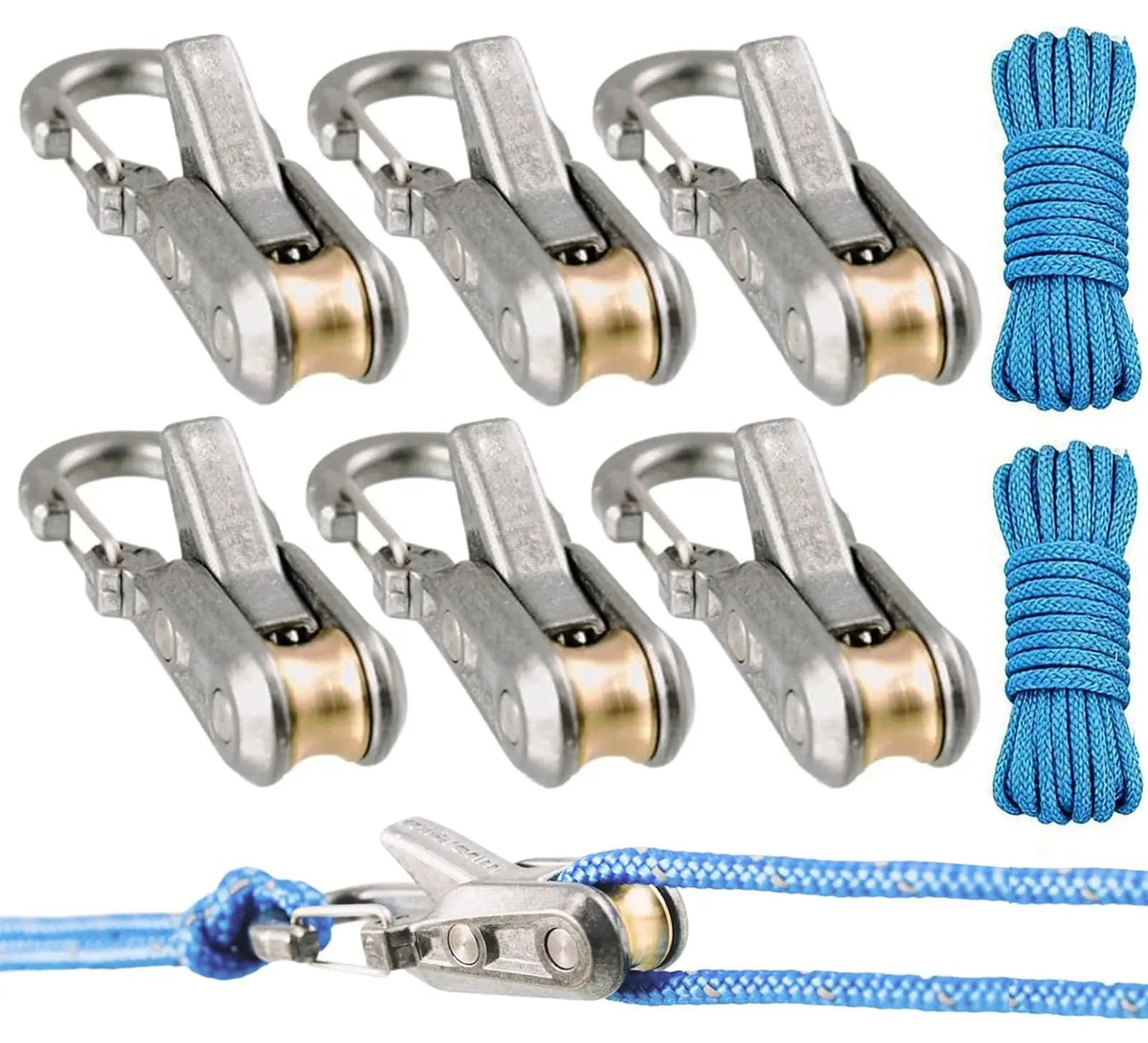 6-Pack Paracord Adjusters,Rope Tightening Tool & Tensioner,Rope with Roller Tensioner Heavy-Duty Tie Down for Camping, Tarps