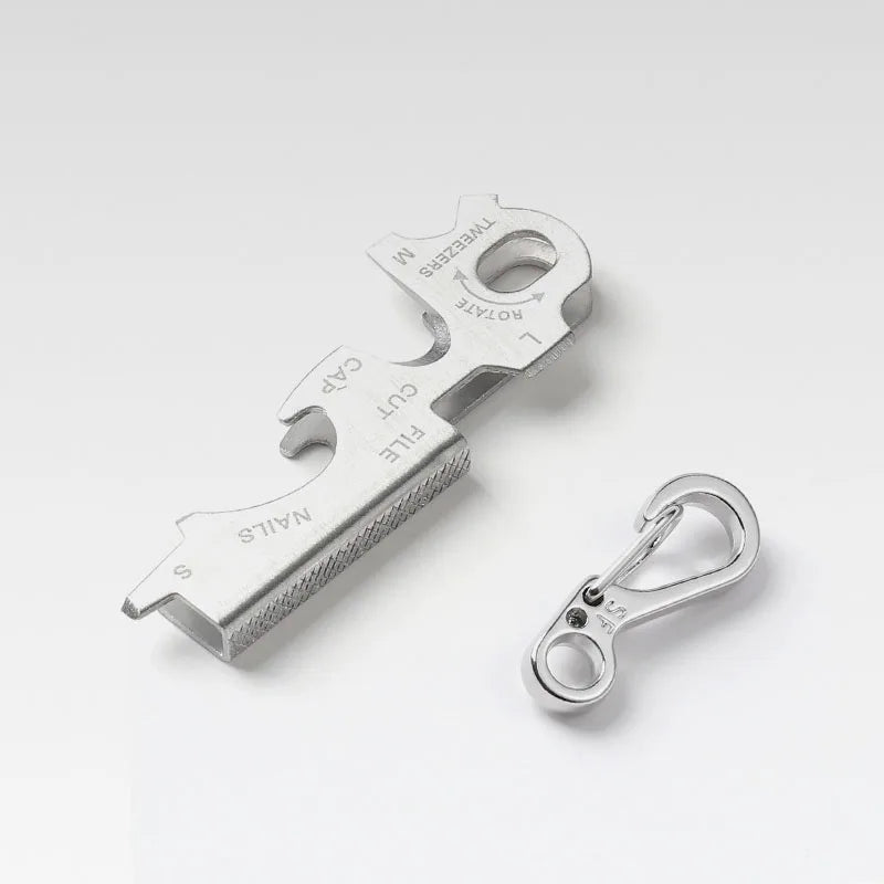 Carabiner gear 8 tool in 1 key ring quickdraw multi multitool multipurpose pocket gadget edc keychain keytool multifunction