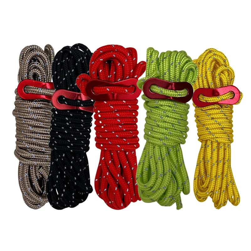 4Mm Paracord Rope Outdoor Multifunction Climbing Rope Guy Lines Tent Rope Adjuster Reflective Paracord Rope Hiking Accessories