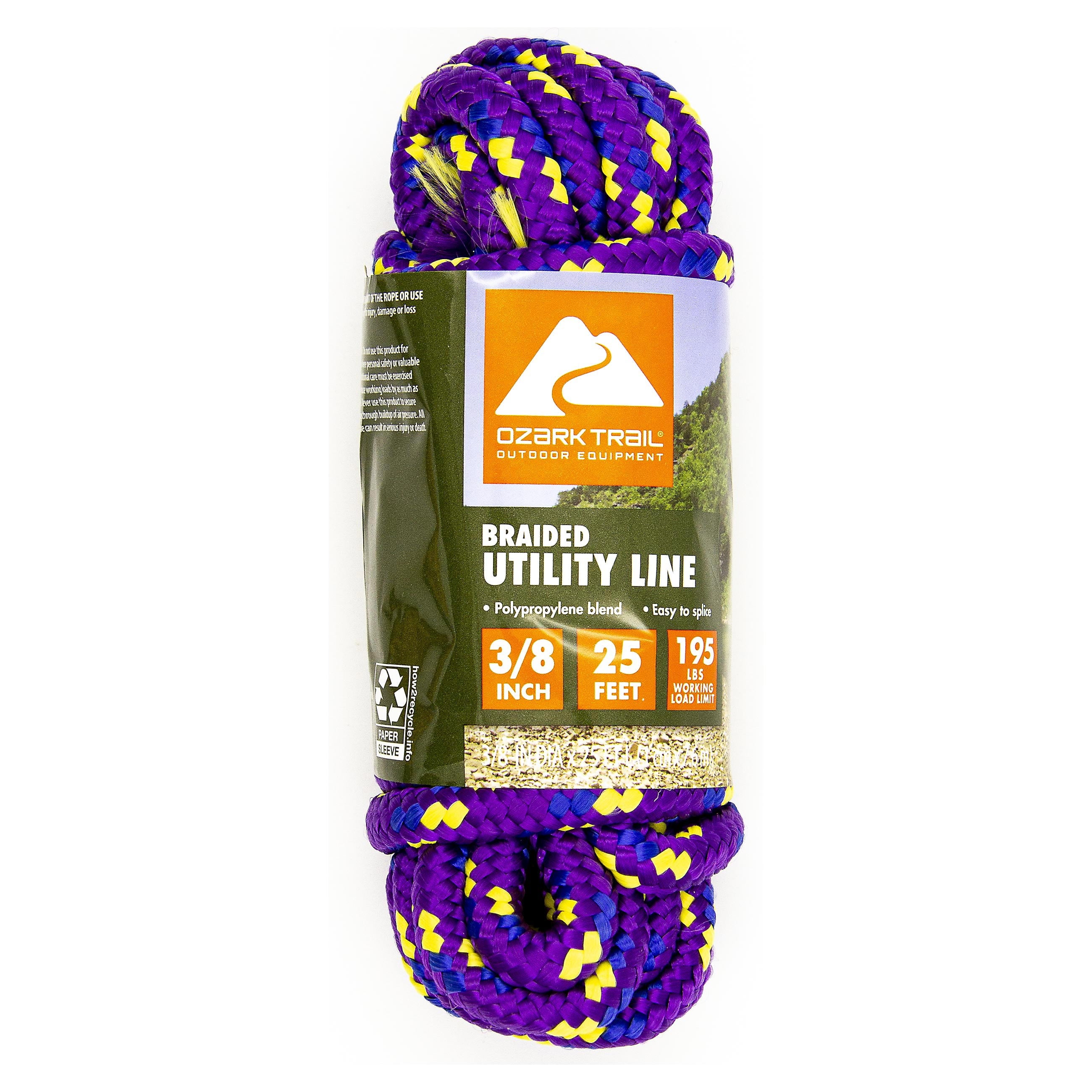 (3 Pack)  25 Ft Braided Polypropylene Marine Utility Line with 195 Lb Load
