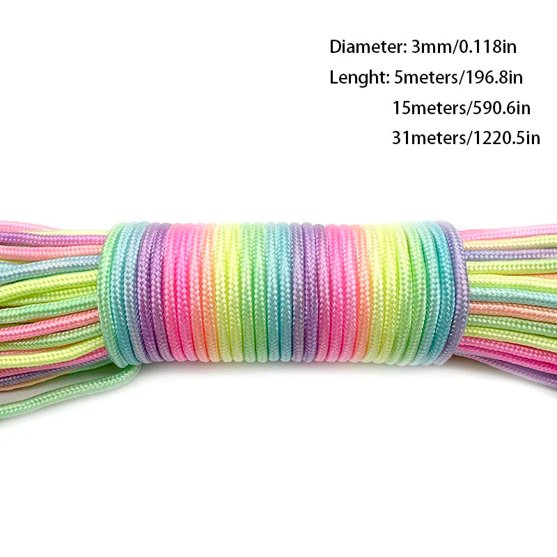Paracord 2Mm /3Mm /4Mm Paracord Rainbow Rope 7 Strands Parachute Rope Climbing Survival Gear Parachute Rope Bracelet