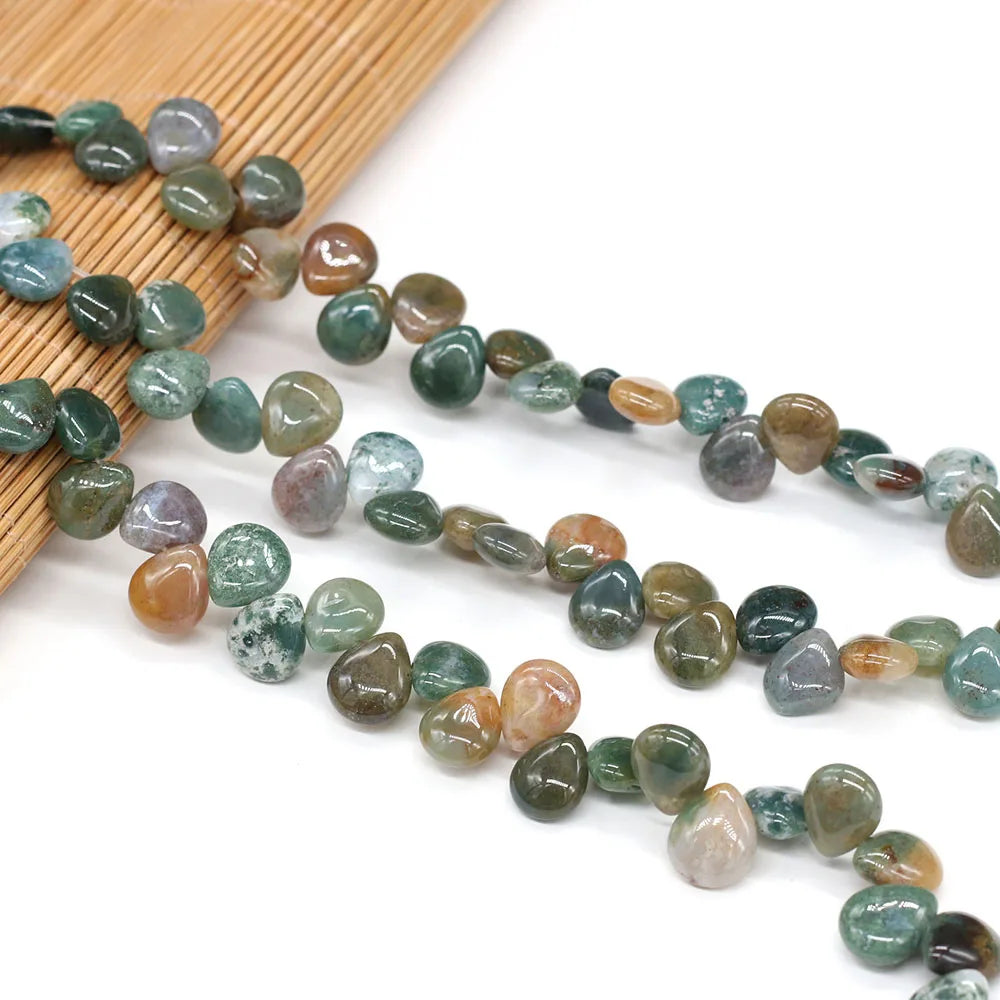100% Natural Stone Bead Drop Shape India Agates/Quartzs Bead for Fine Jewelry Accessories Making Women Bracelet Necklace