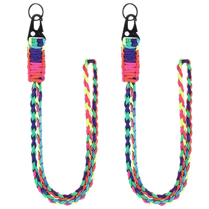 Heavy-Duty Woven Paracord Lanyard Keychain for Men and Women, Outdoor Survival Paracord Necklace, Camera and Wallet Strap