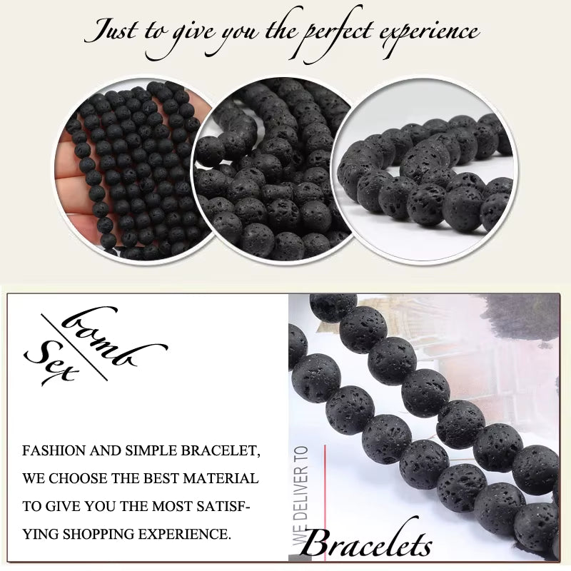 Healing Buddha Head Prayer Volcanic Lava Natural Stone Strand Bead Bracelet for Men Black Beaded Yoga Women Armband Jewelry