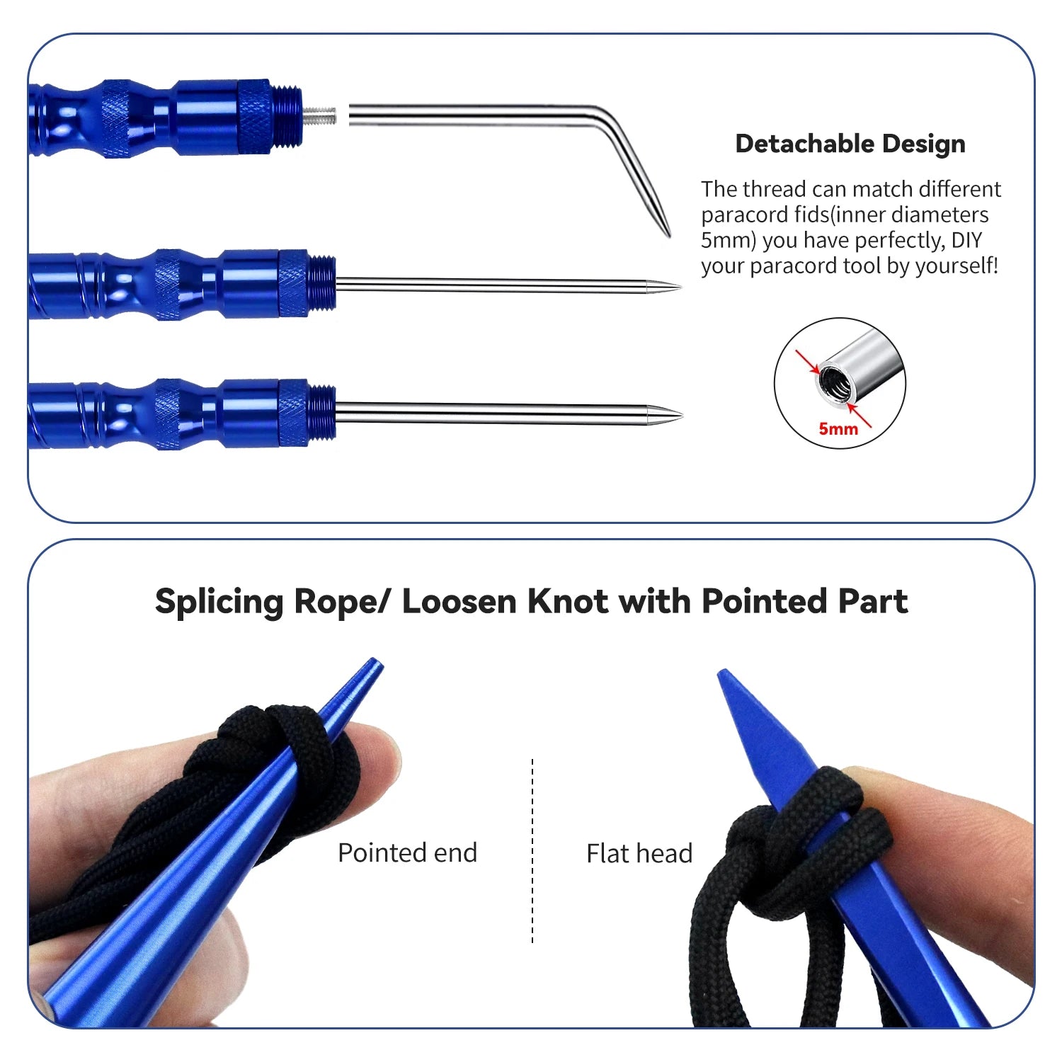 Paracord Marlin Spike-Pro Knotter Tools Lacing Needles Paracord Tools DIY Weaving Lacing Stitching Needles and Smoothing Tool