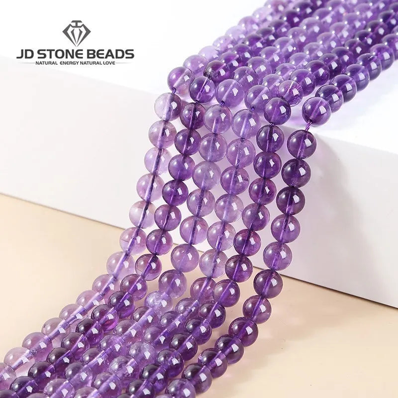 Wholesale Quality Natural Stone Amethysts Bead round Loose Spacer Purple Crystal Bead for Jewelry Making Diy Bracelet Accessory