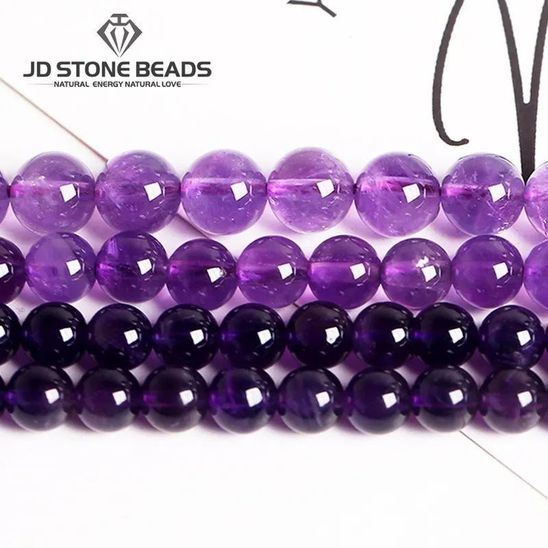 Wholesale Quality Natural Stone Amethysts Bead round Loose Spacer Purple Crystal Bead for Jewelry Making Diy Bracelet Accessory