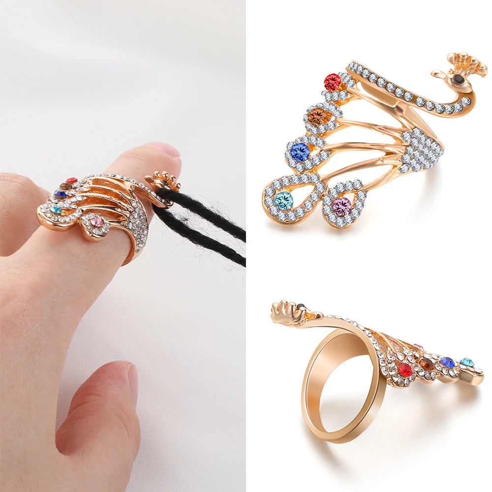 1Pc DIY Multi Style Ring Knitting Loop Crochet Tool Fish Knitting Ring Finger Wear Thimble Yarn Adjustable Open Fingering Tools