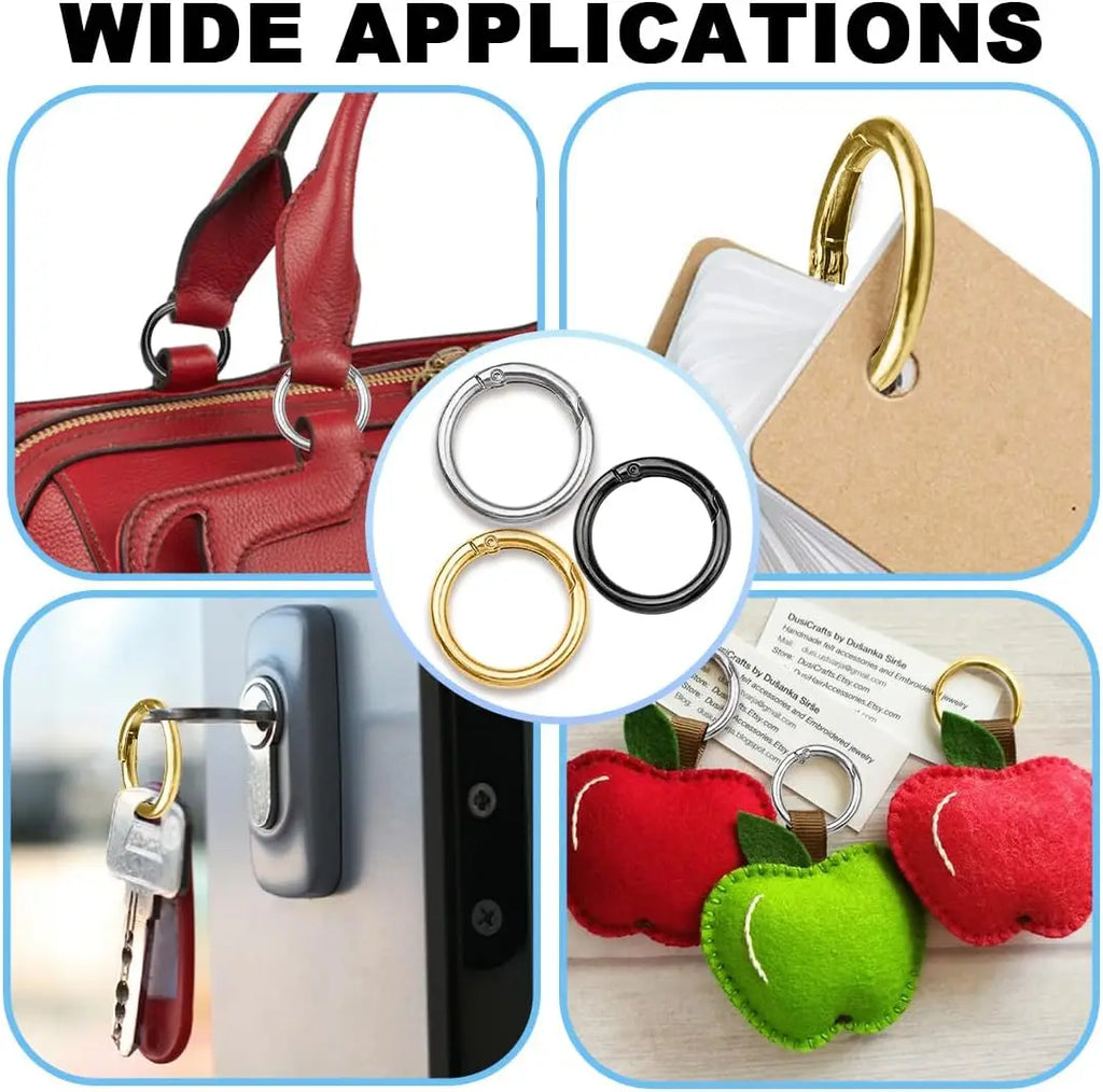 5/10/20/40/60/100Pcs Metal Spring 1 Inch O Rings Clip Keychain round Carabiner Clips Keyrings Snap Buckle for Purse Bag Lanyard