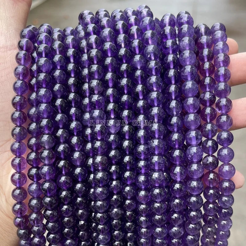 Wholesale Quality Natural Stone Amethysts Bead round Loose Spacer Purple Crystal Bead for Jewelry Making Diy Bracelet Accessory