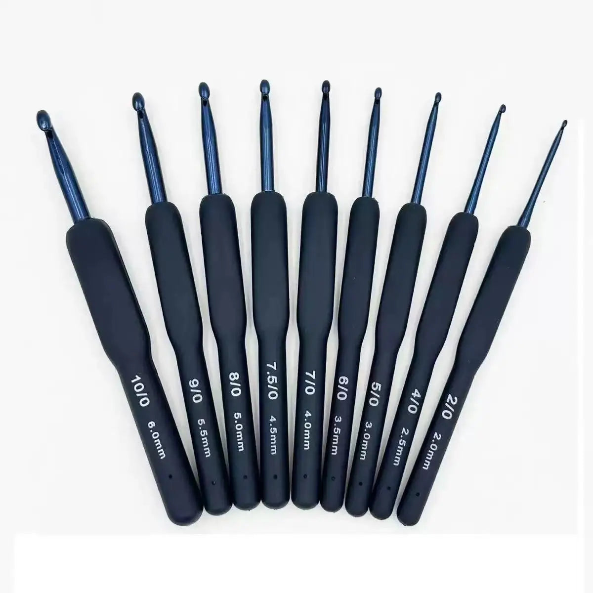 New Soft Handle Crochet Blue Set, Blue Hook Head Aluminum Crochet 9 Blue Handle Crochet Set