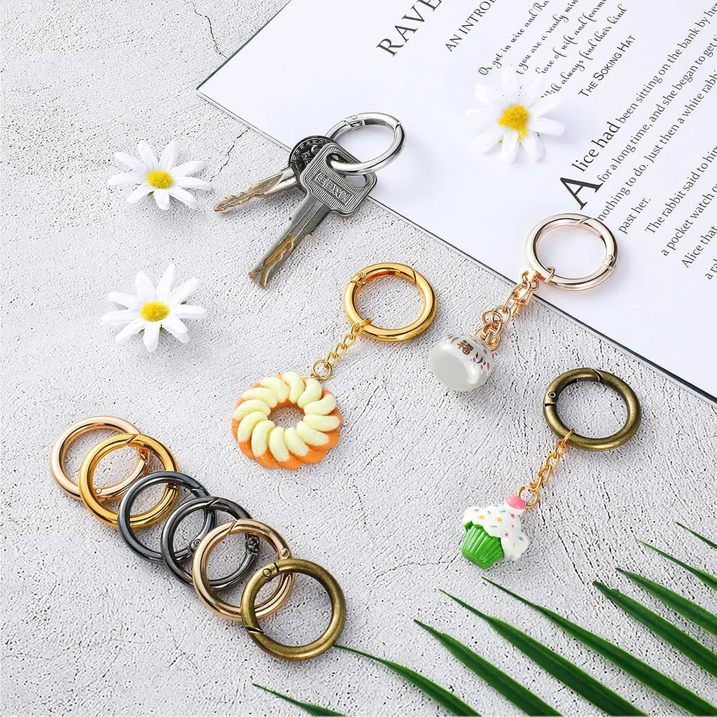 5/10/20/40/60/100Pcs Metal Spring 1 Inch O Rings Clip Keychain round Carabiner Clips Keyrings Snap Buckle for Purse Bag Lanyard