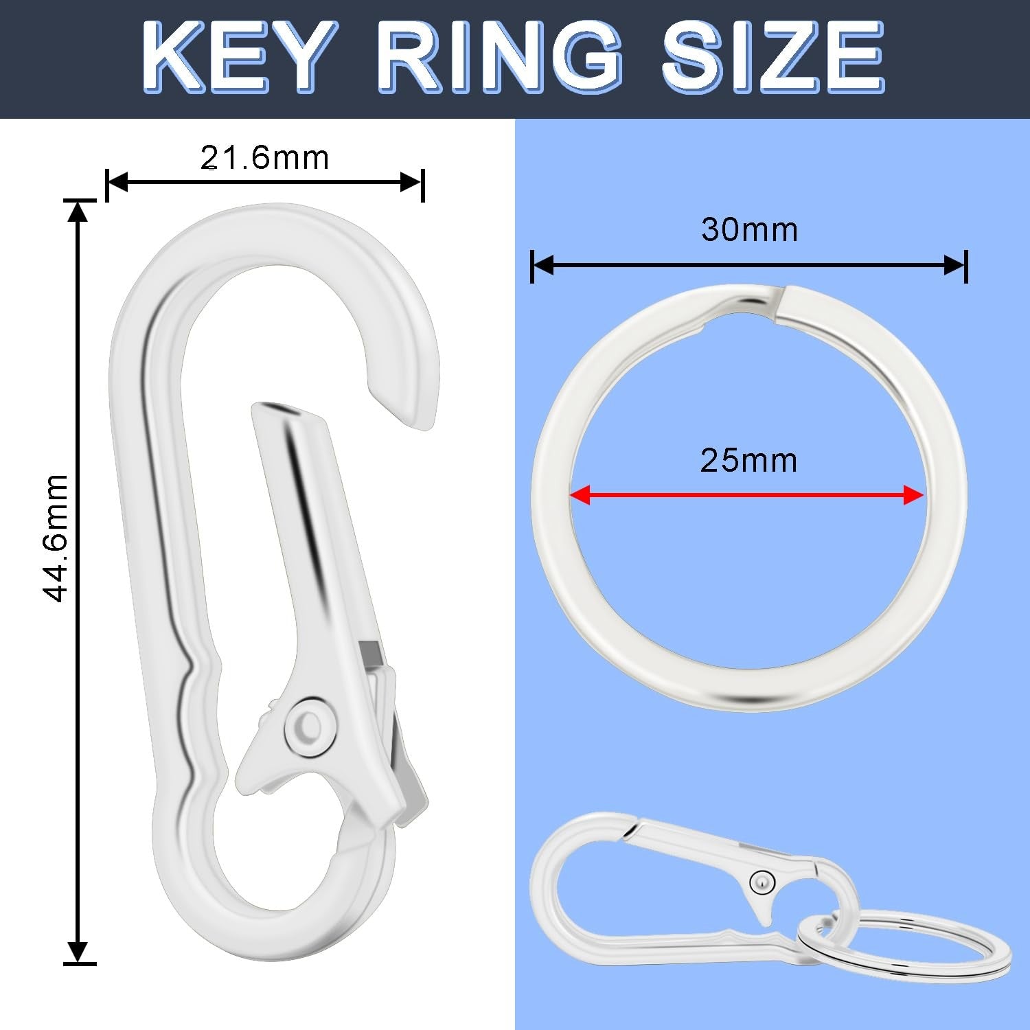 4 Pack Small Metal Key Carabiner Clips Mini EDC Key Ring Chain Holder